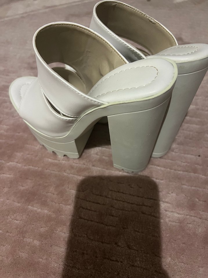 Beyaz Platform Topuklu Kadın Terlik - Görsel 2