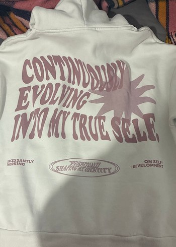 Kapüşonlu Beyaz Kadın Sweatshirt - Görsel 3