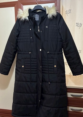 Siyah Kürklü Uzun Kadın Kışlık Mont - Görsel 6