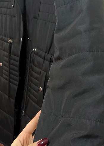 Siyah Kürklü Uzun Kadın Kışlık Mont - Görsel 5