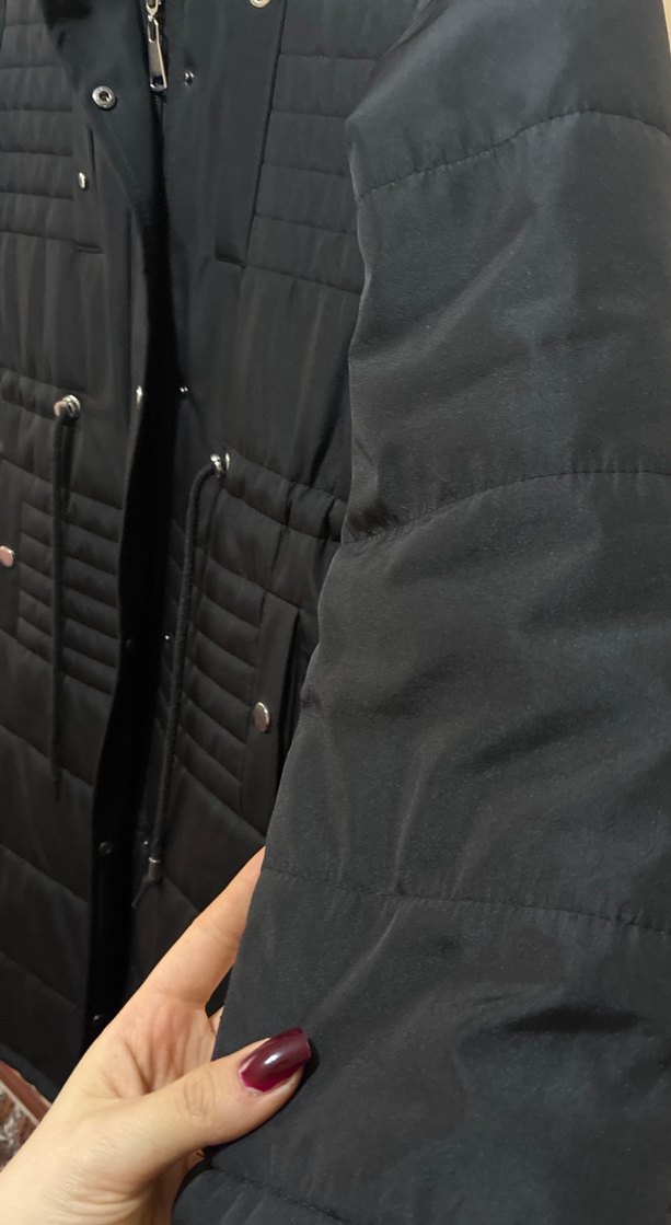 Siyah Kürklü Uzun Kadın Kışlık Mont - Görsel 5