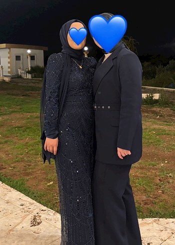 Boncuk İşlemeli Siyah Uzun Abiye Elbise