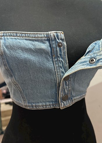 BGN Düğmeli Kot Straplez Mini Bustiyer