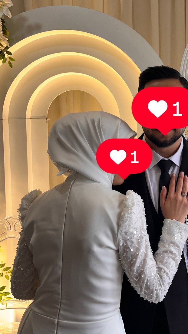 Uzun Beyaz Tesettür Düğün Elbisesi - Görsel 3