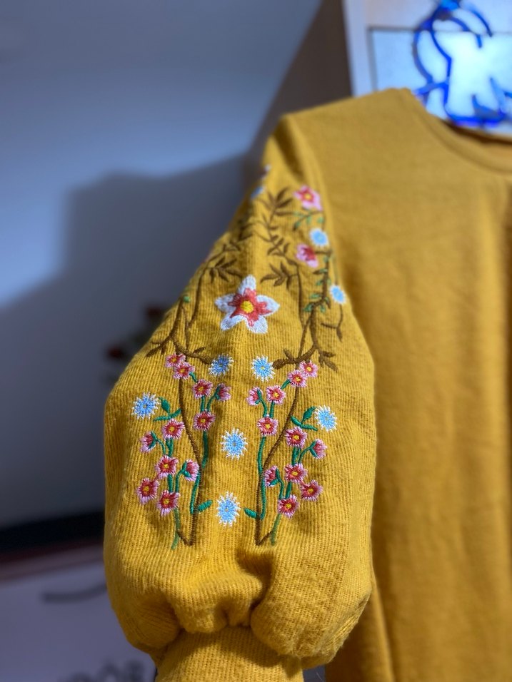 Nakış Detaylı Sarı Kadın elbise - Görsel 2