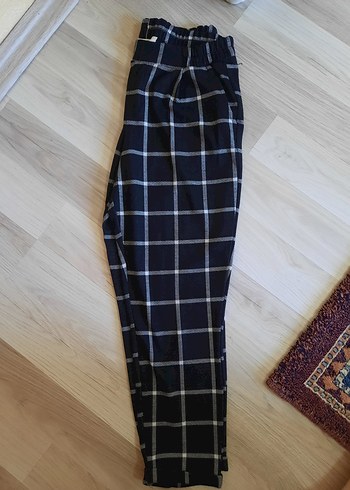 m Beden siyah Renk DEFACTO Siyah Ekose Rahat Kesim Kadın Pantolon