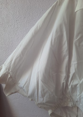 36 Beden Düğmeli Beyaz Mini Kadın Gömlek