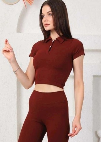 Zara Bayan Bordo Düğmeli Polo Tişört