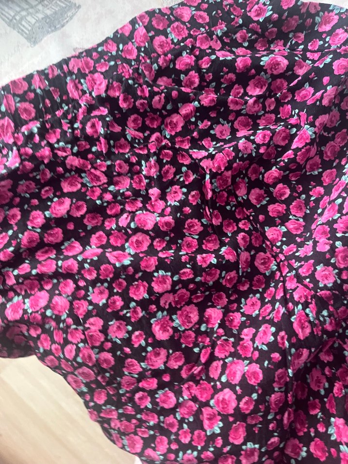 Bohem Uzun Pembe Drapeli Desenli Etek - Görsel 2