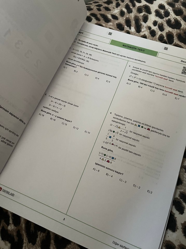 AYT Sayısal 3'lü Simülasyon Denemeleri Kitabı - Görsel 3