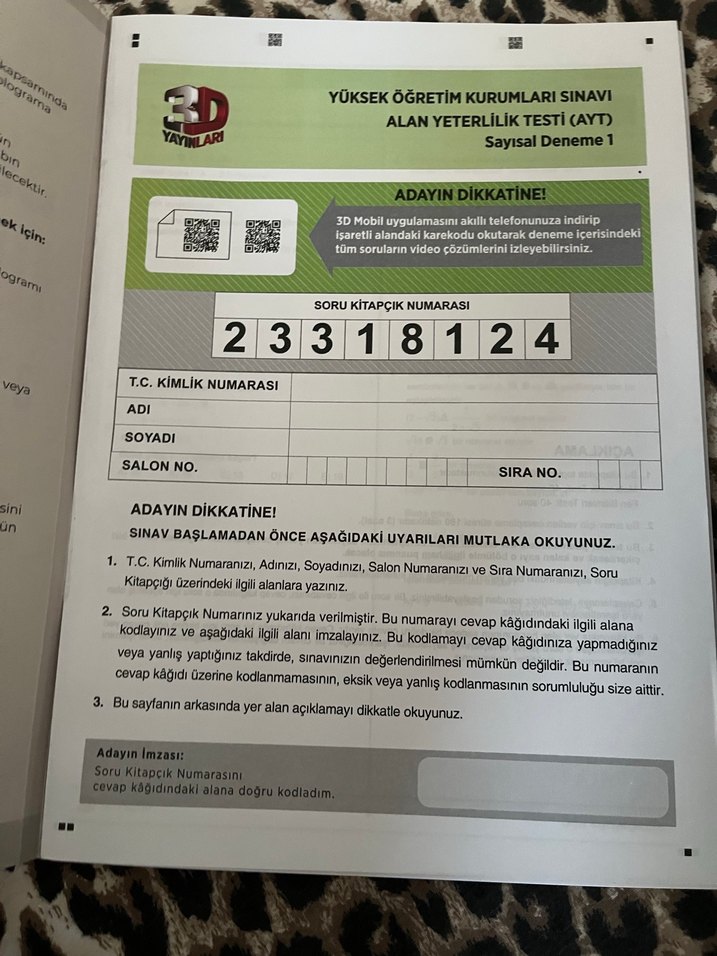 AYT Sayısal 3'lü Simülasyon Denemeleri Kitabı - Görsel 2