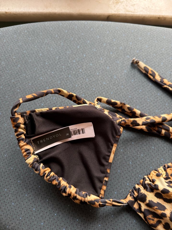 Leopar Desenli Bohem Mini Bikini Üstü - Görsel 2