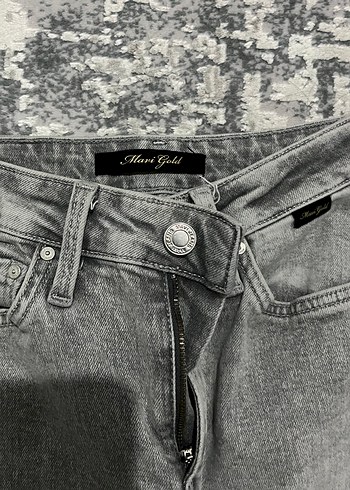 s Beden Gri Regular Fit Midi Kadın Denim Pantolon