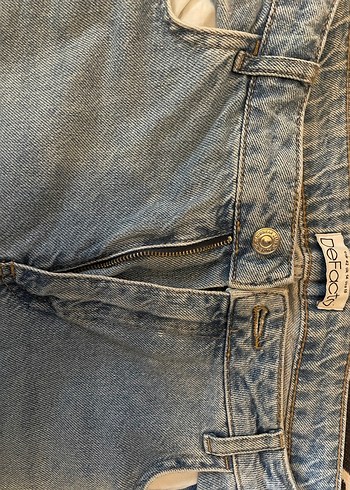 Düğmeli Loose Fit Kadın Kot Pantolon - Görsel 3