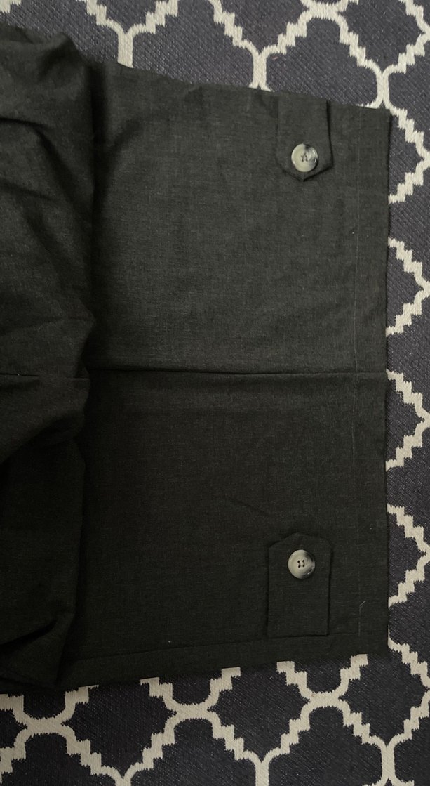 Gri Düğmeli Keten Kadın Pantolon - Görsel 3