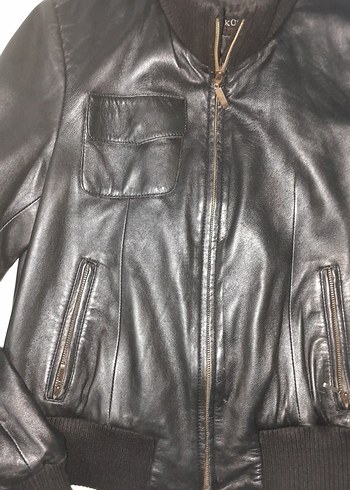 Siyah Kadın Deri Biker Ceket - Görsel 4