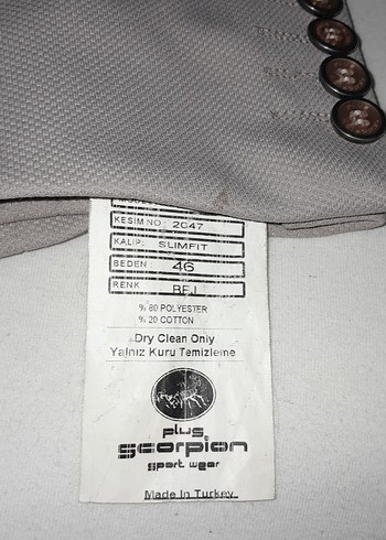 Bej Erkek Takım Elbise Ceket Notch Yaka - Görsel 3