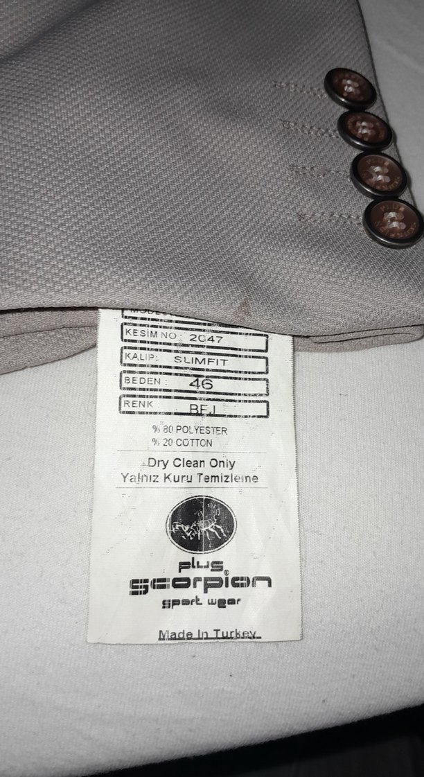 Bej Erkek Takım Elbise Ceket Notch Yaka - Görsel 3