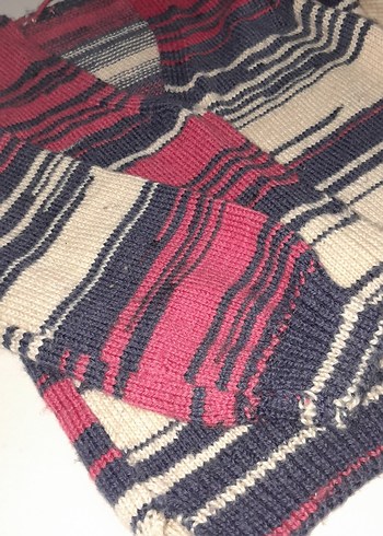 Çok Renkli Kadın Örgü Yün Kazak - Görsel 3