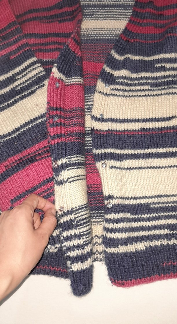 Çok Renkli Kadın Örgü Yün Kazak - Görsel 2