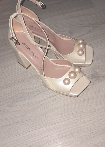 Bej Platform Topuklu Kadın Abiye Ayakkabı - Görsel 2