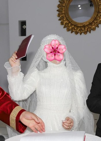 Tesettür Beyaz Helen Gelinlik