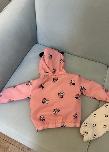 Kız Çocuk Pembe Kapüşonlu Fermuarlı Ceket - Görsel 2