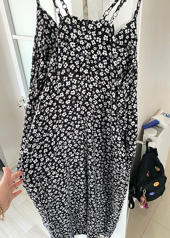 Kadın Bol Paça Çiçek Desenli Siyah Tulum - Görsel 7