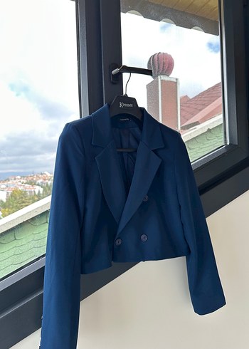 Düğmeli Lacivert Kadın Blazer Ceket