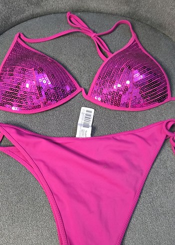 s Beden Pullu Pembe Mini Bikini takımı