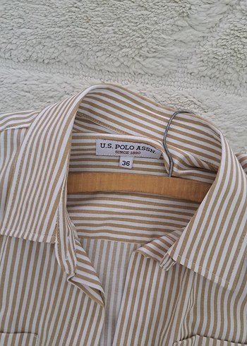 U.S Polo Assn. Bej Uzun Kollu Kadın Gömlek