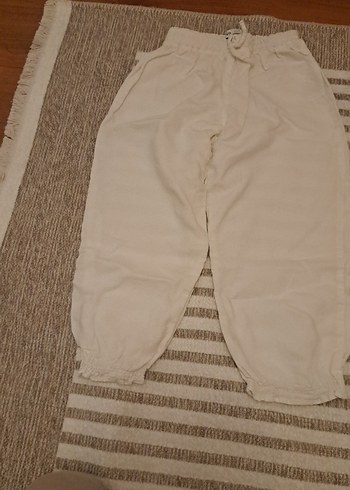 Bej Kadın Keten Bol Kesim Midi Pantolon