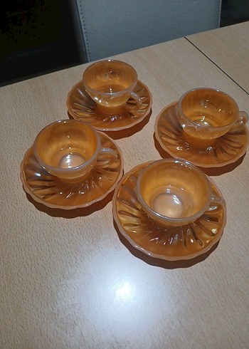 Beden Bej Renkli 4 Parça Fincan Takımı vintage nadide parça