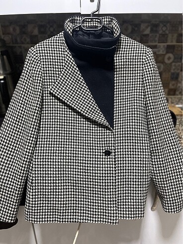 American Vintage Kazayağı desenli vatkalı oversize ceket
