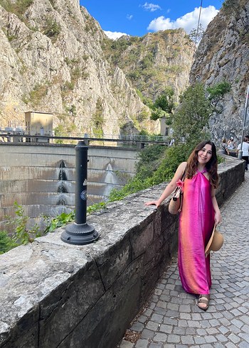 Trendyol & Milla Pembe Drapeli Uzun İpek Elbise