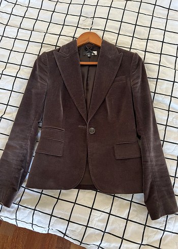 Kadın Kahve-Gri kadife 
Blazer Ceket - Görsel 3