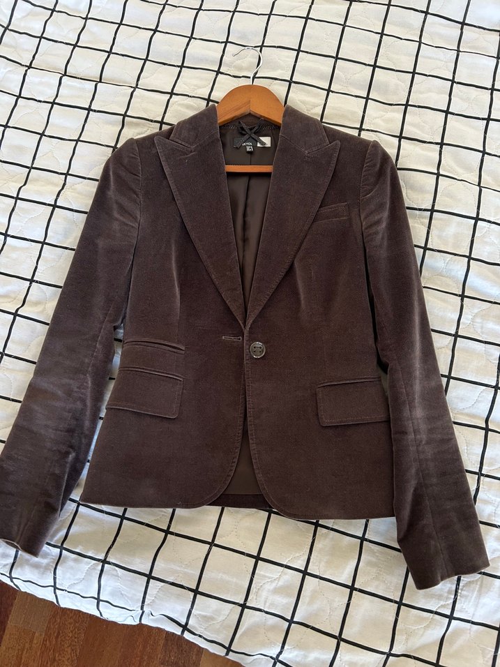 Kadın Kahve-Gri kadife 
Blazer Ceket - Görsel 3