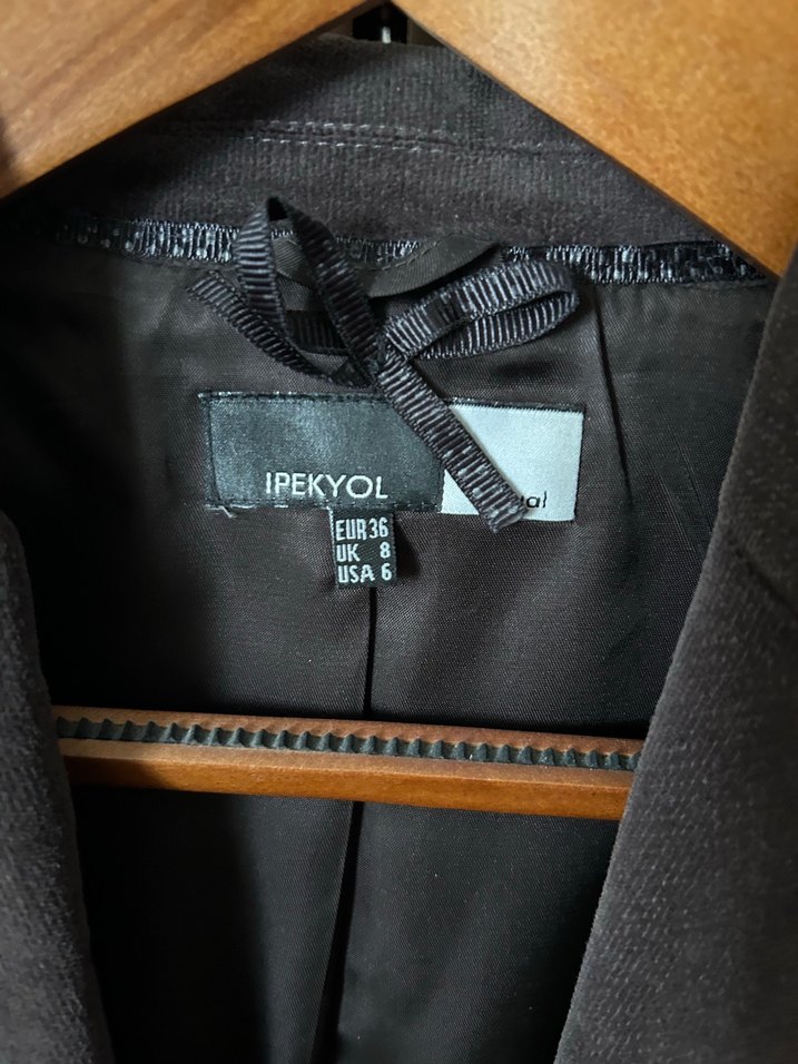 Kadın Kahve-Gri kadife 
Blazer Ceket - Görsel 2