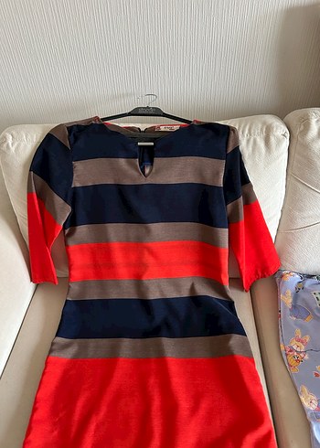 Çizgili,Midi Kadın Elbise - Görsel 3