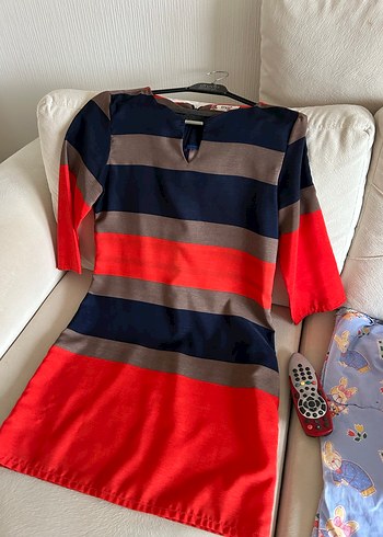 Çizgili,Midi Kadın Elbise - Görsel 2