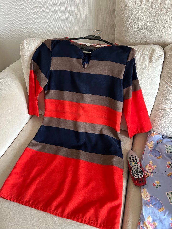 Çizgili,Midi Kadın Elbise - Görsel 2