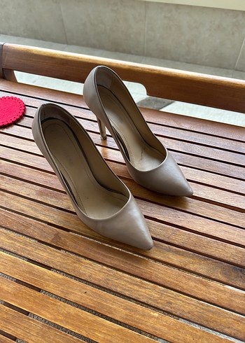 Bej Gerçek Deri Stiletto Topuklu Kadın Ayakkabı - Görsel 4