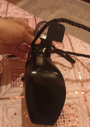 Siyah Yılan Derisi Desenli Platform Topuklu Kadın Ayakkabı - Görsel 5