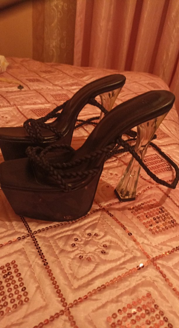 Siyah Yılan Derisi Desenli Platform Topuklu Kadın Ayakkabı - Görsel 2