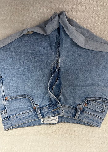 Düğmeli Mavi Mini Denim Şort - Görsel 2