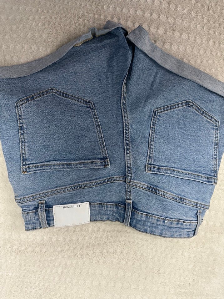 Düğmeli Mavi Mini Denim Şort - Görsel 3