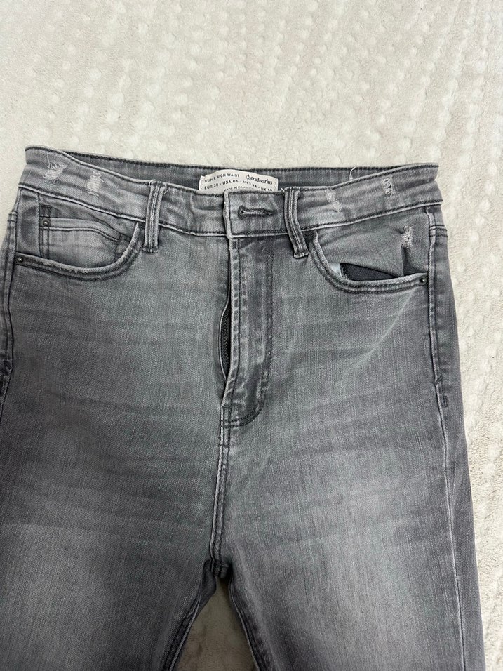 Gri Normal Kesim Kadın Kot Pantolon - Görsel 4