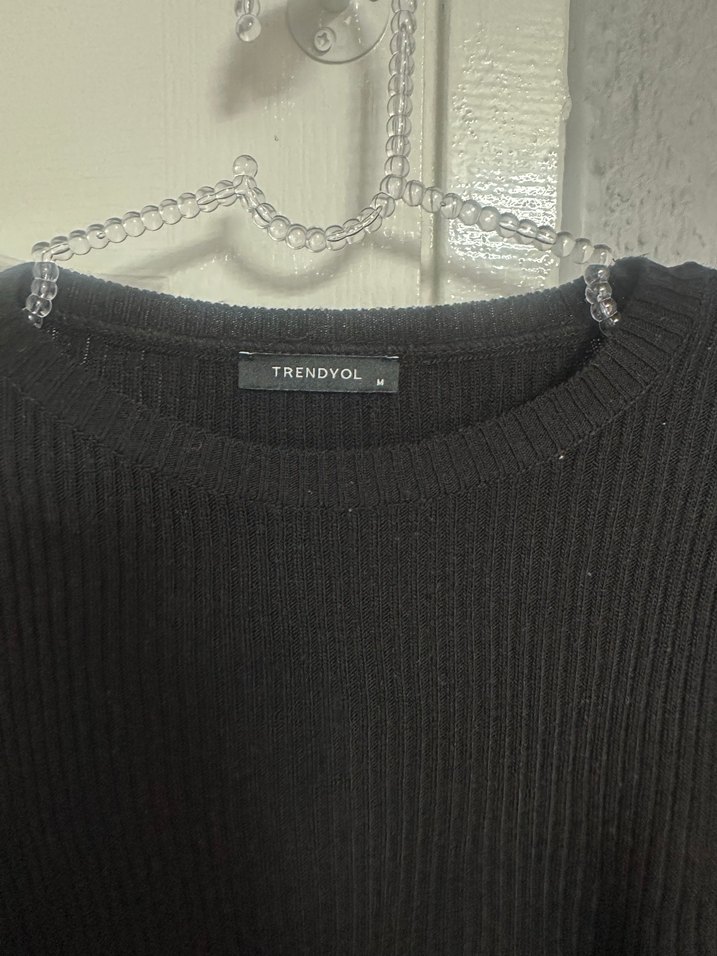 Siyah Kadın Triko Uzun Kollu Kazak - Görsel 3