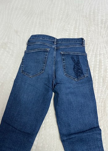 Kadın Koyu Mavi Dar Kesim Denim Pantolon - Görsel 3