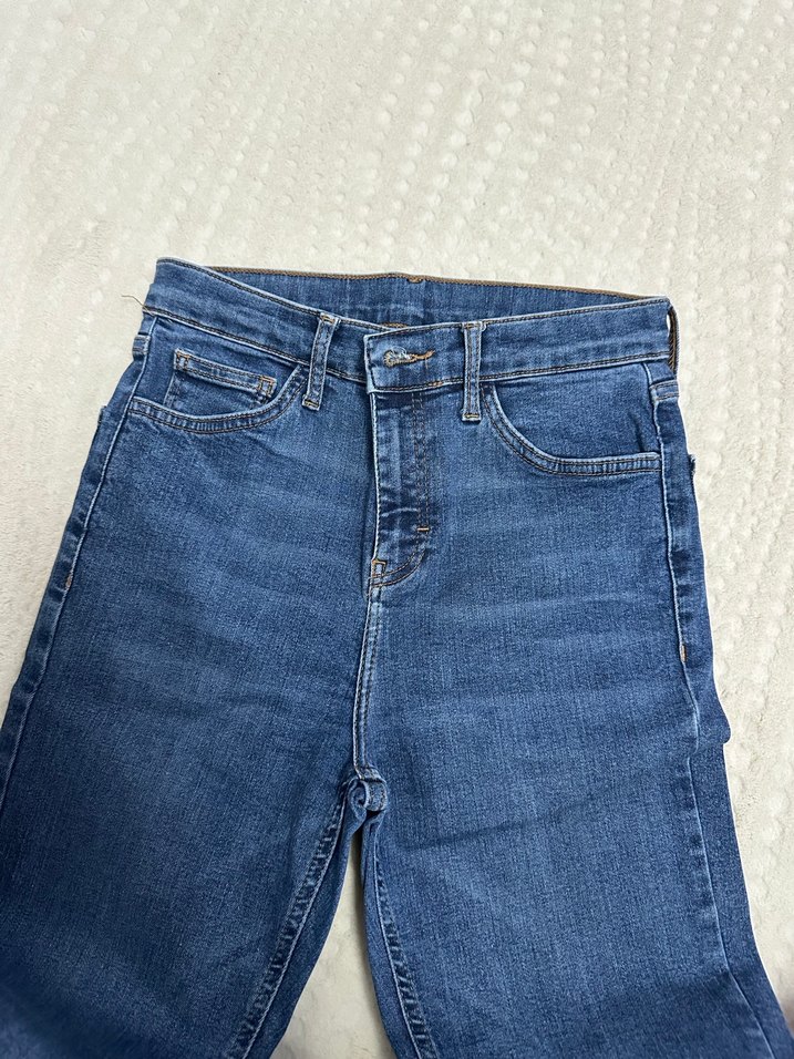 Kadın Koyu Mavi Dar Kesim Denim Pantolon - Görsel 2